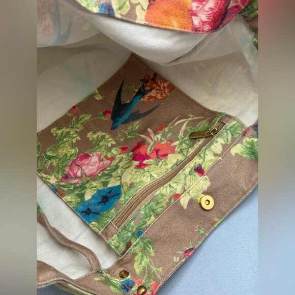 🆕 CHRISTIAN LACROIX 🧿 NWOT Shopping Tote Eden 1 Printed Canvas Taupe & Florals - Picture 14 of 16